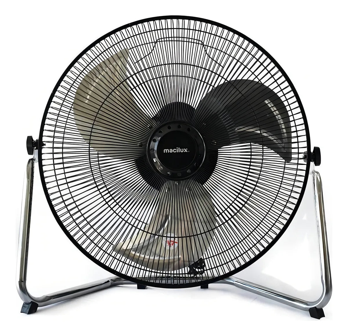 Ventilador de piso Macilux ML-1818 con 3 palas de Metal color plateado estructura color negro, 45.72cm de diámetro