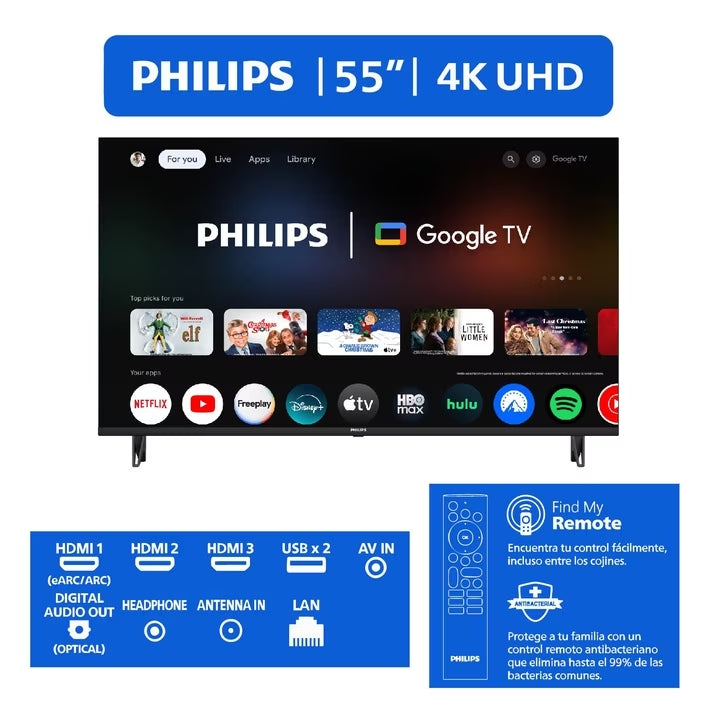 TV Philips 55 Pulgadas Google UHD LED 55PUL7552/F8
