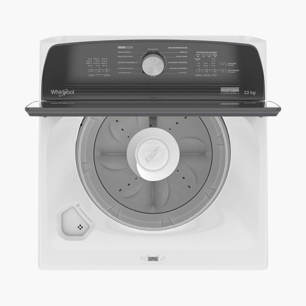 Lavadora de Carga Vertical 8MWTW2231WJB, 22kg, 12 Programas de Lavado, Blanco/Gris | Whirlpool