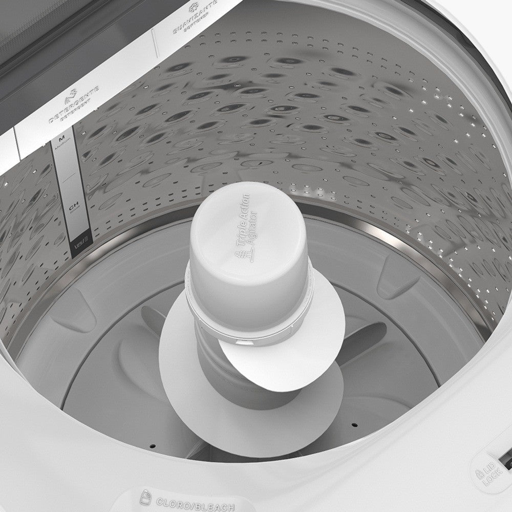 Lavadora de Carga Vertical 8MWTW2231WJB, 22kg, 12 Programas de Lavado, Blanco/Gris | Whirlpool