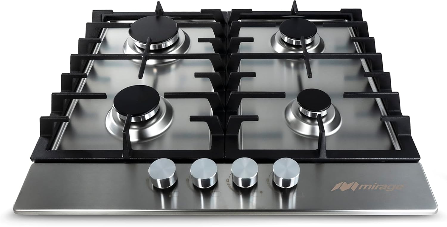 Mirage MPS60GB Parrilla, 4 quemadores, 60 cm, Serie Sparx 60, Plata