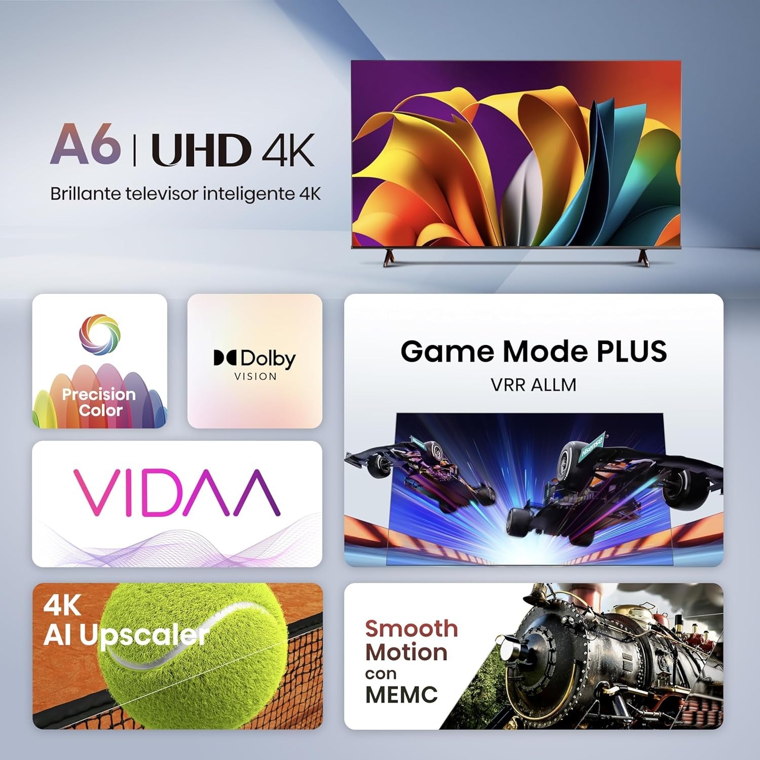 Hisense Pantalla 65" 4K Smart TV LED 65A65H Google TV