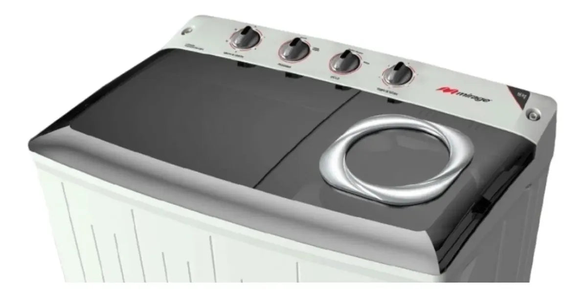 Lavadora semiautomática Mirage blanca hasta 16 kg capacidad práctica eficiente y resistente