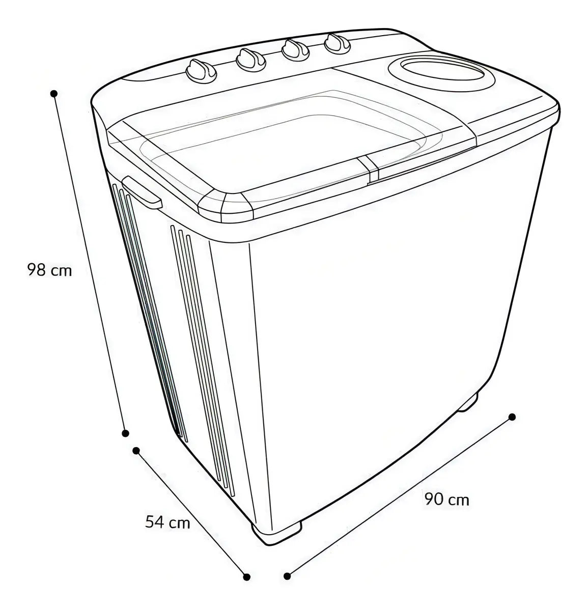Lavadora semiautomática Mirage blanca hasta 16 kg capacidad práctica eficiente y resistente