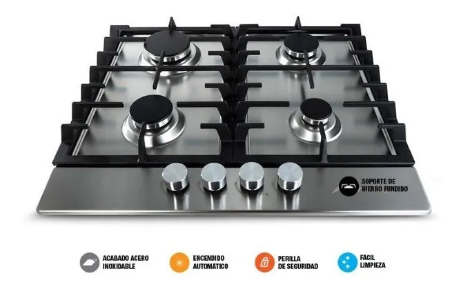 Mirage MPS60GB Parrilla, 4 quemadores, 60 cm, Serie Sparx 60, Plata