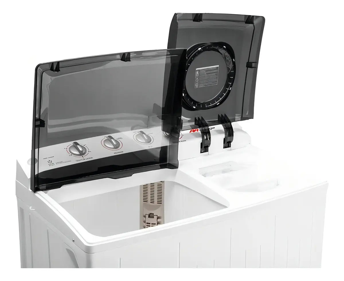 Lavadora semiautomática Mirage blanca hasta 16 kg capacidad práctica eficiente y resistente