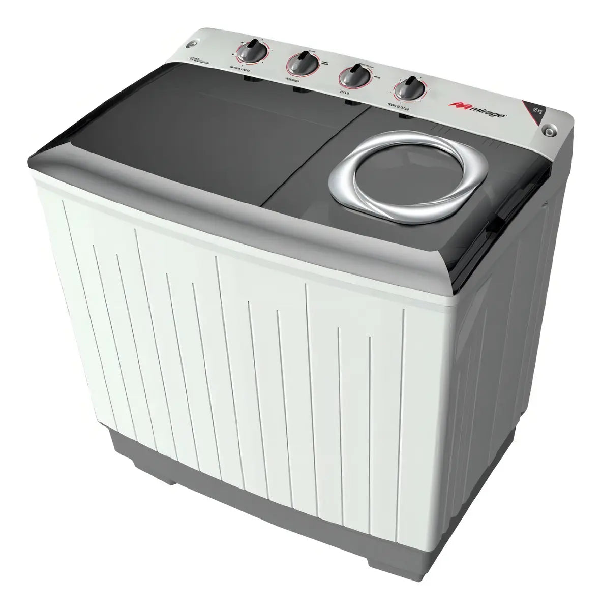Lavadora semiautomática Mirage blanca hasta 16 kg capacidad práctica eficiente y resistente