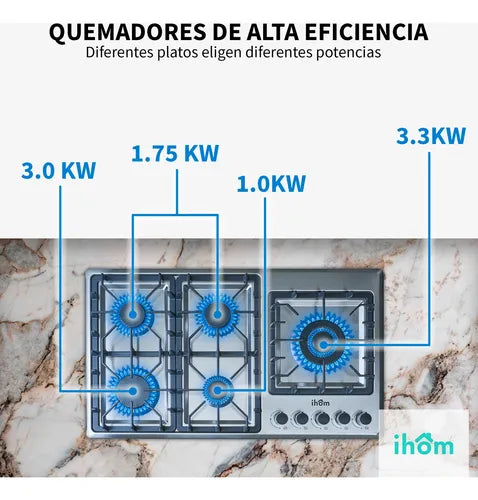 Parrilla A Gas IHOM 5 Quemadores, Acero Inoxidable
