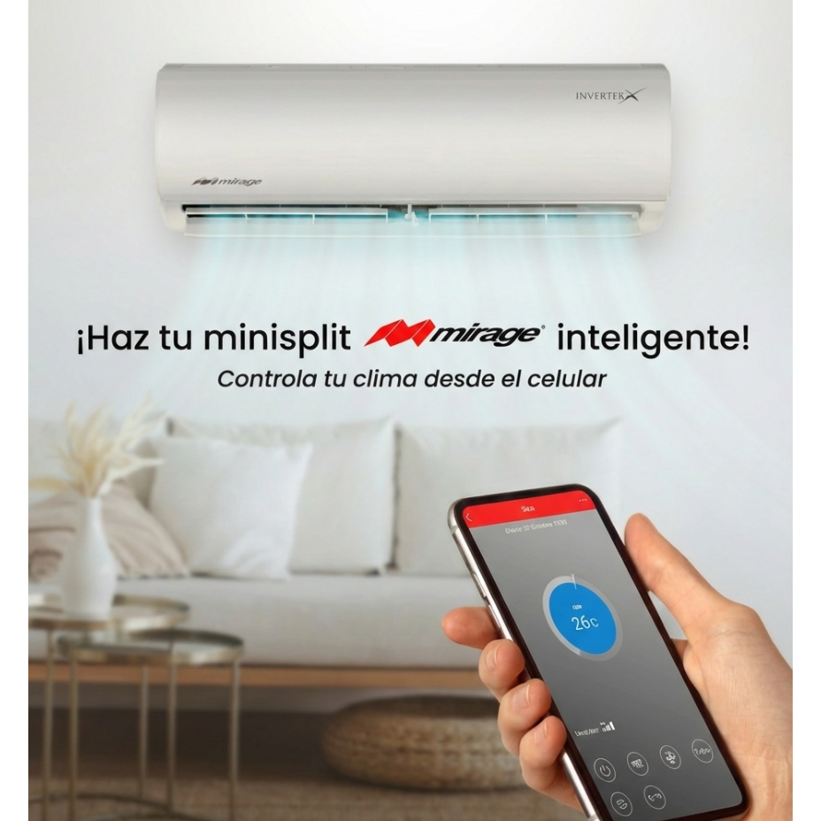 Aire Acondicionado Frio–Calor Inverter X 12000 BTU 110V + Módulo Wifi + Soportes de pared