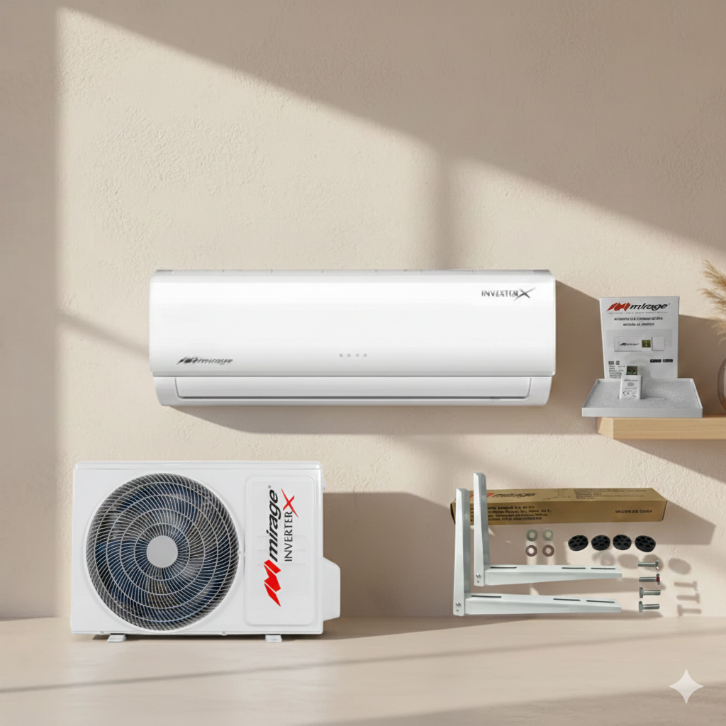 Aire Acondicionado Frio–Calor Inverter X 12000 BTU 110V + Módulo Wifi + Soportes de pared
