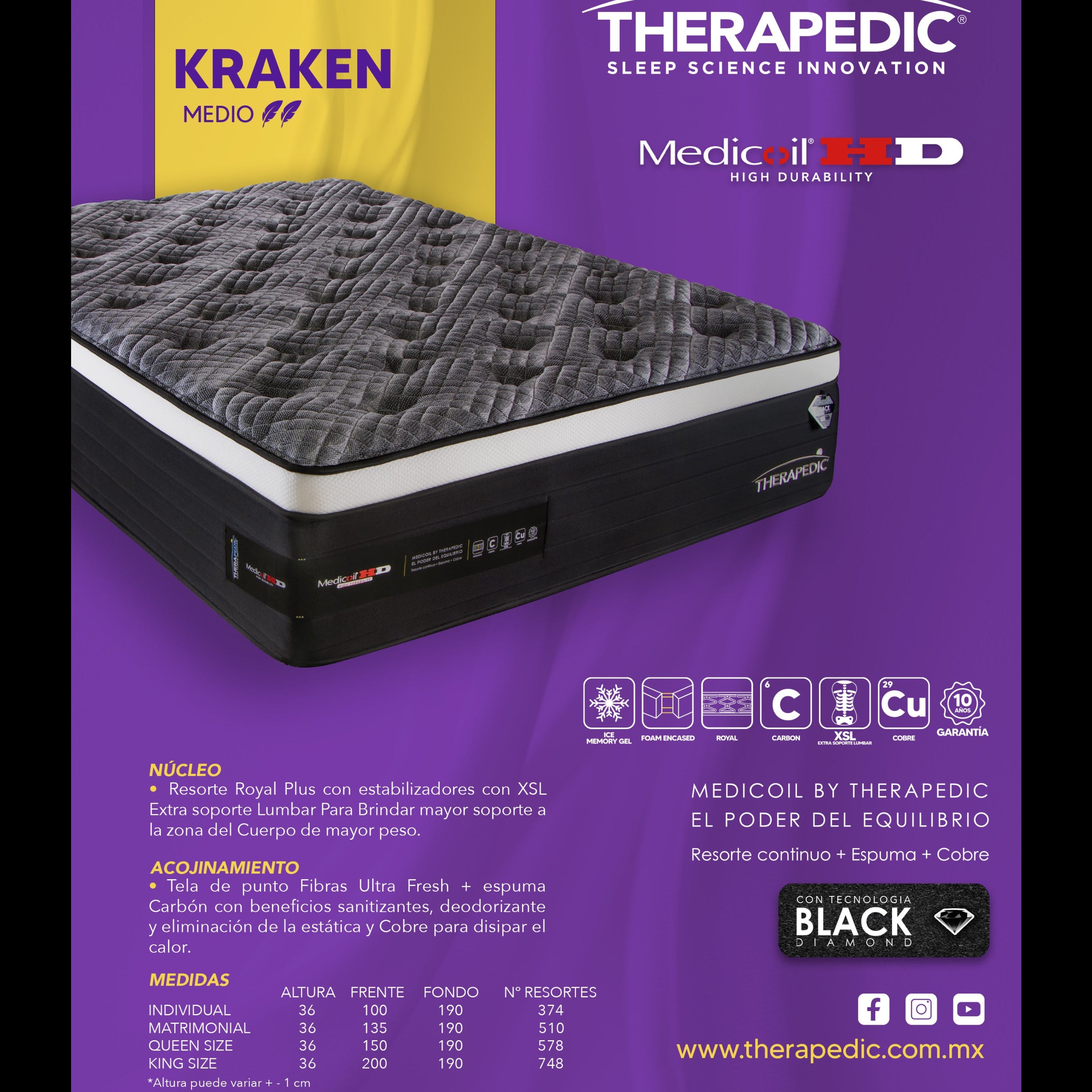 Colchón Medicoil Kraken Matrimonial