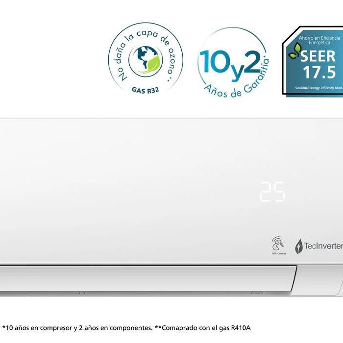 Aire Acondicionado Mini Split Inverter Solo Frío 115 V 1 Tonelada (12,000 BTU) Blanco Mabe - MMI12CABWCA32M2