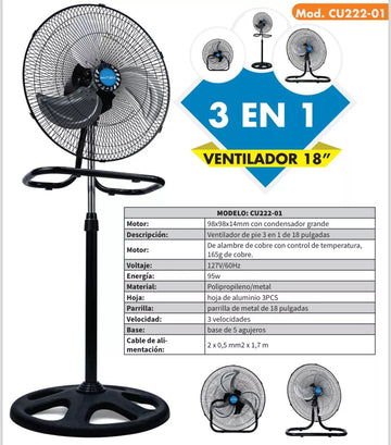 Ventilador Antek 18 Pedestal Metálico 3 En 1 CU222