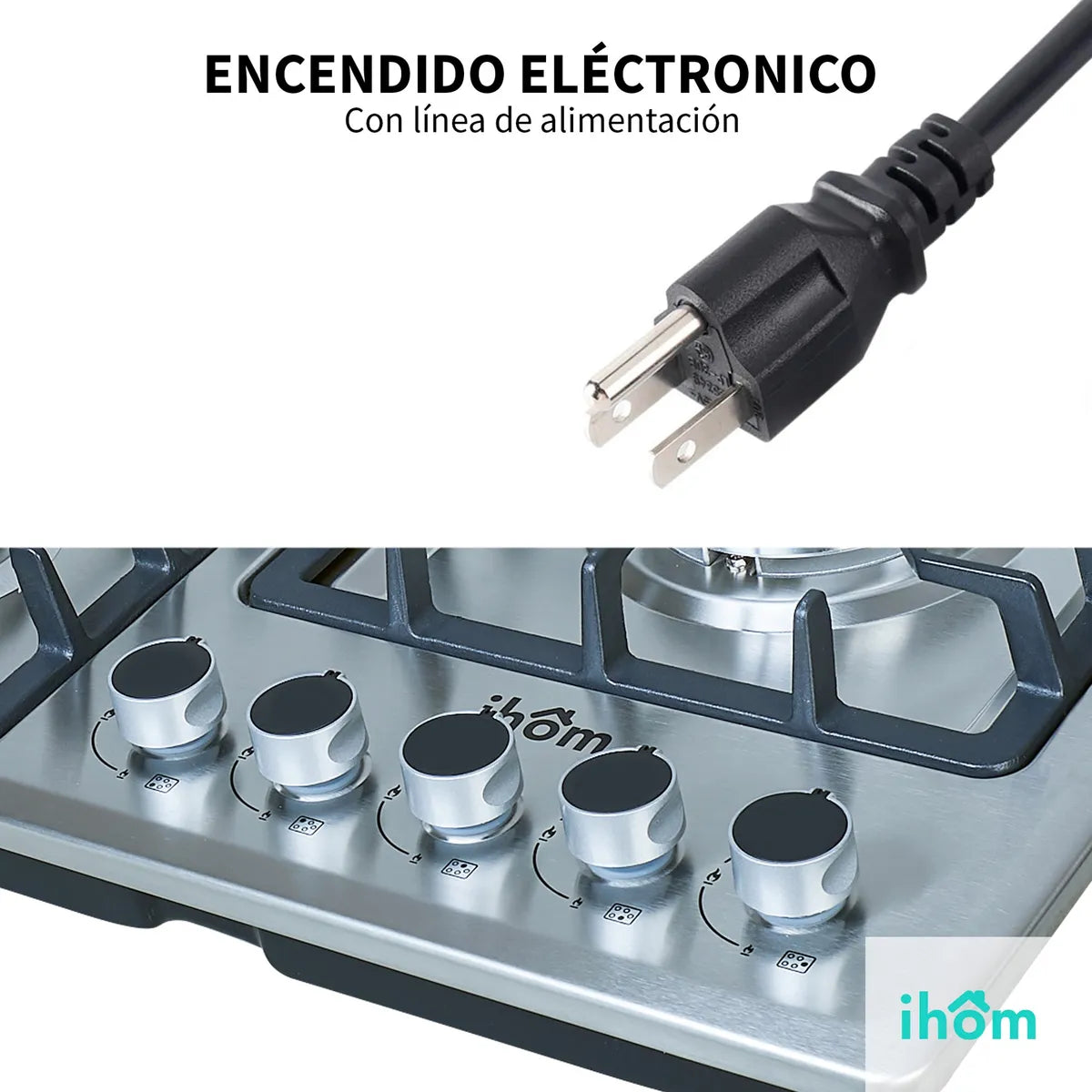 Parrilla A Gas 5 Quemadores Ihom, Acero Inoxidable, Plata Plateado