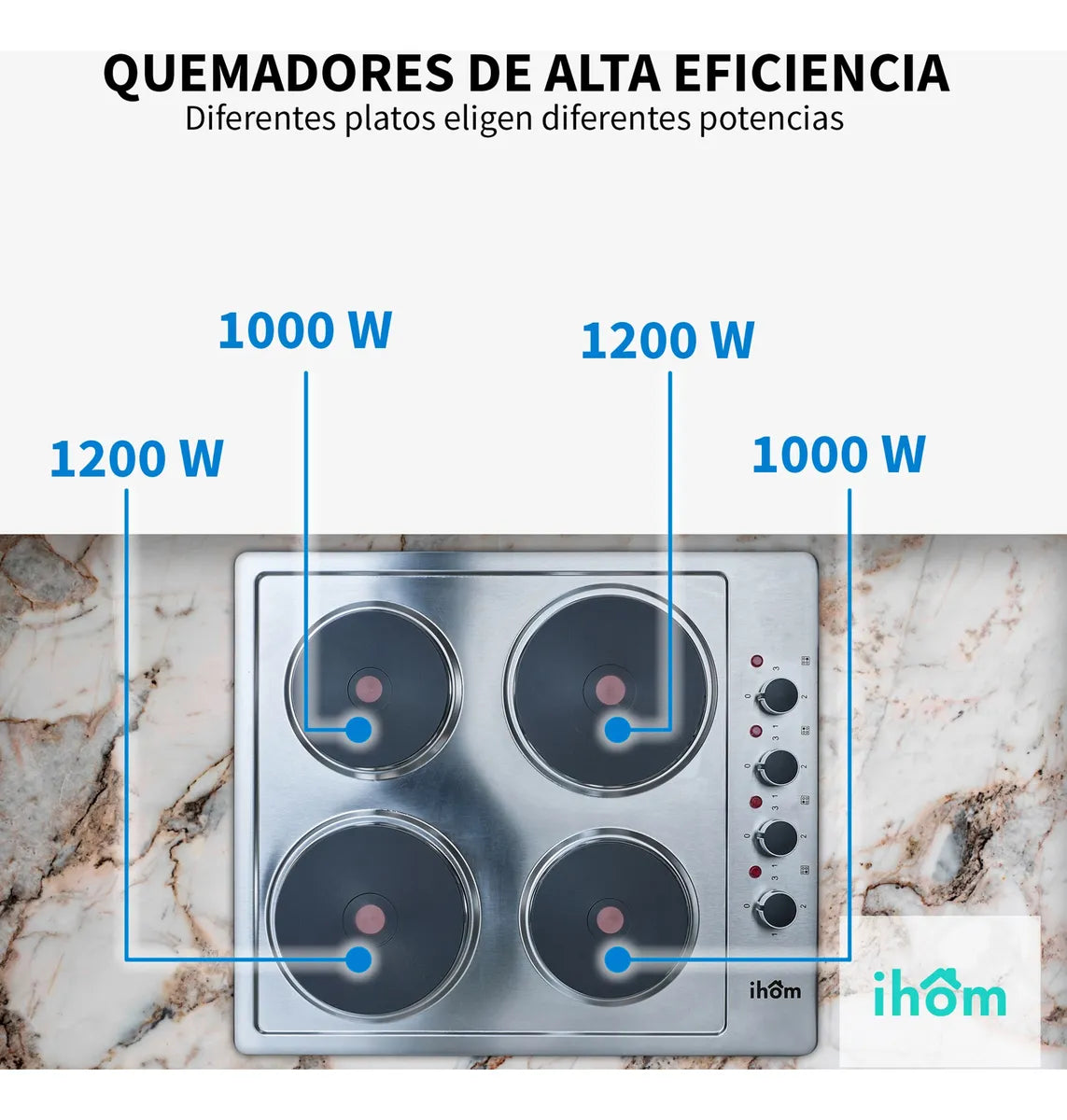 Parrilla Eléctrica 4 Quemadores Ihom, Acero Inoxidable Plata Plata