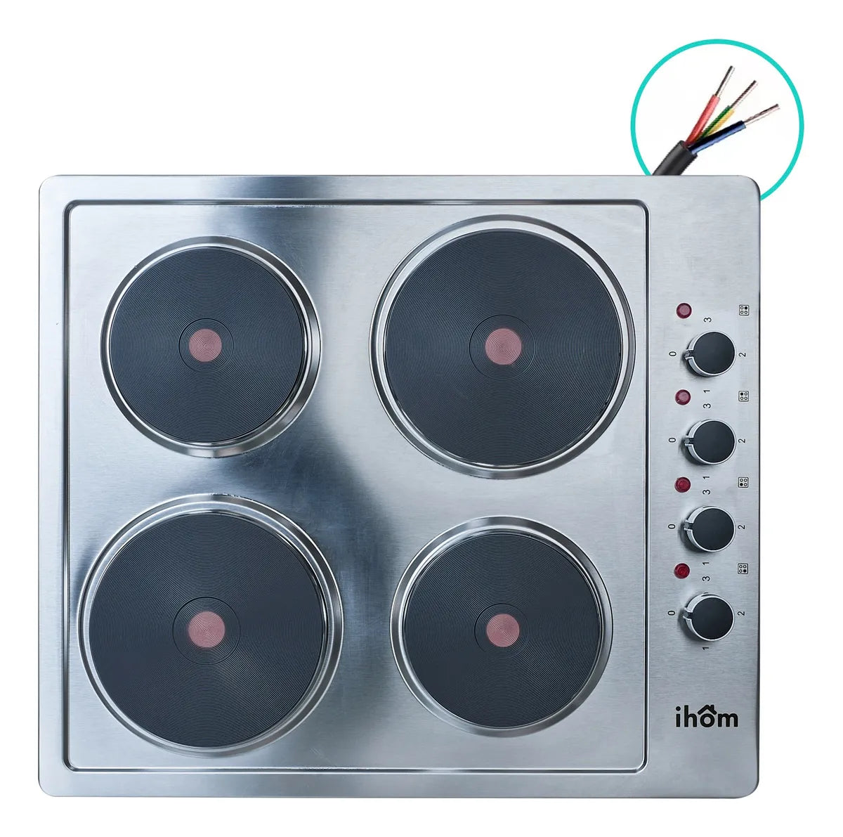 Parrilla Eléctrica 4 Quemadores Ihom, Acero Inoxidable Plata Plata