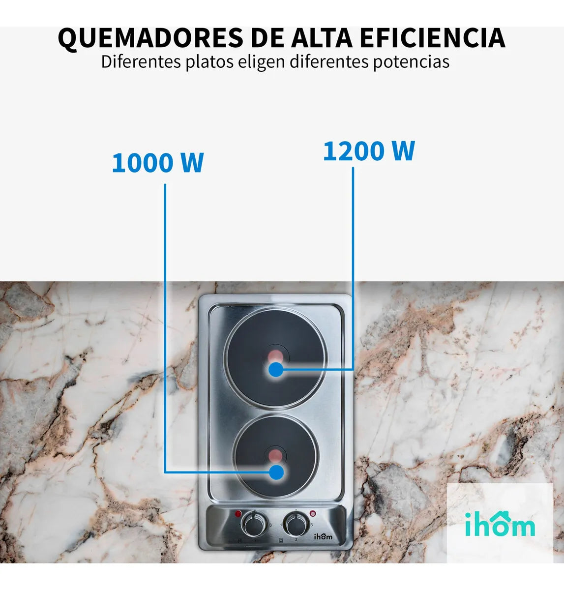 Parrilla Eléctrica 2 Quemadores Ihom, Acero Inoxidable Plata Plateado