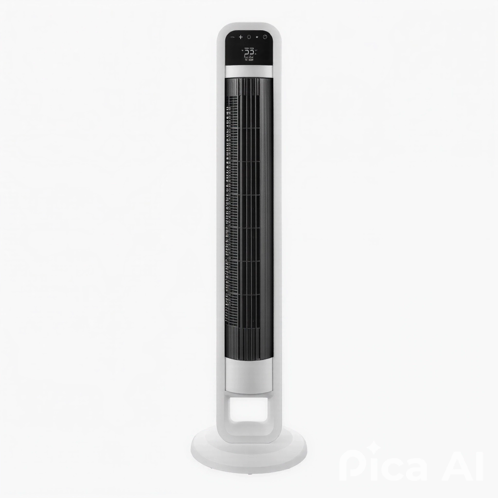 Ventilador de Torre Blanco Digital OmniBreeze con Control Remoto, Cuatro Velocidades y Modos de Brisa