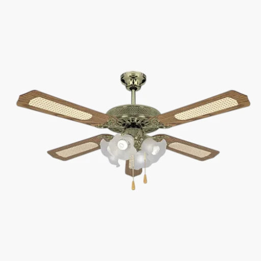 Ventilador De Techo 5 Aspas Dorado 52 Pulgada Macilux Color De Las Aspas Cafe Claro Material De Las Aspas Mdf